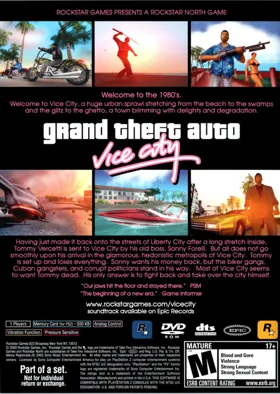 Grand Theft Auto - Vice City box cover back